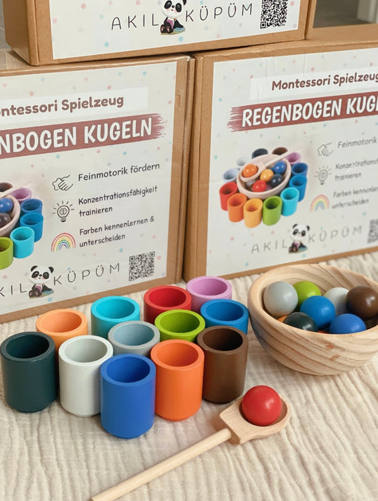 Montessori Regenbogen Kugeln Holzspiel